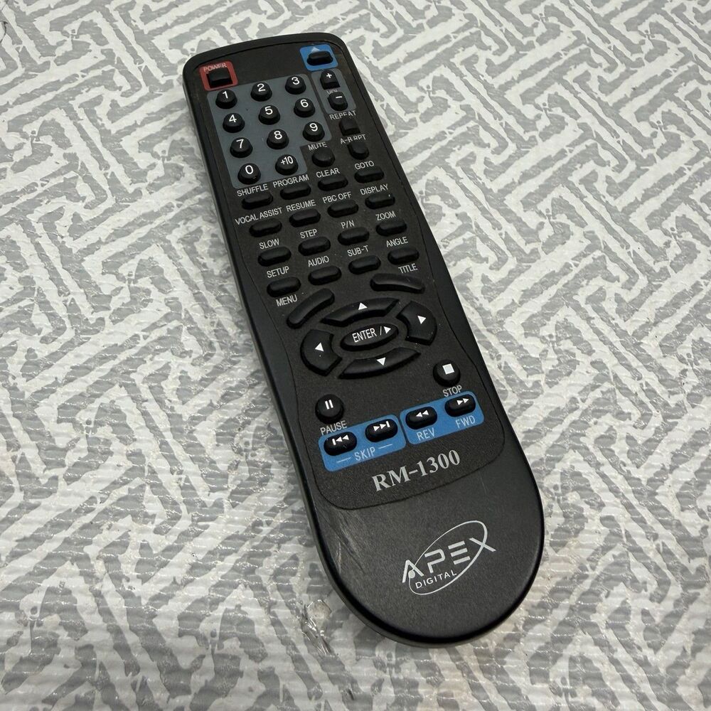 Apex, Digital RM-1300 DVD Player Remote Control, OEM for RM-1200, AD-1500 Black